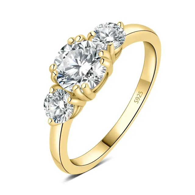 JewelryPalace Moissanite anello tre pietre oro rosa 14.5