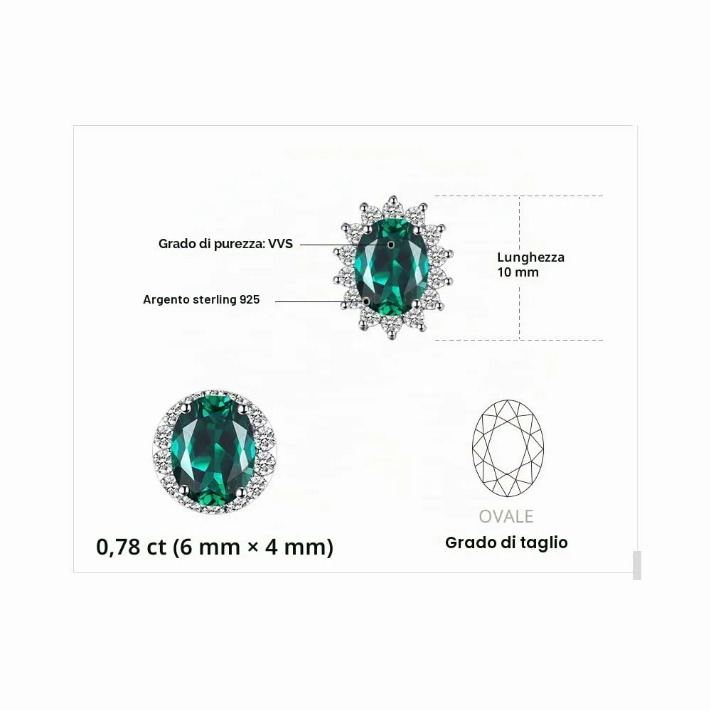 JewelryPalace Diana Halo orecchini smeraldo verde argento