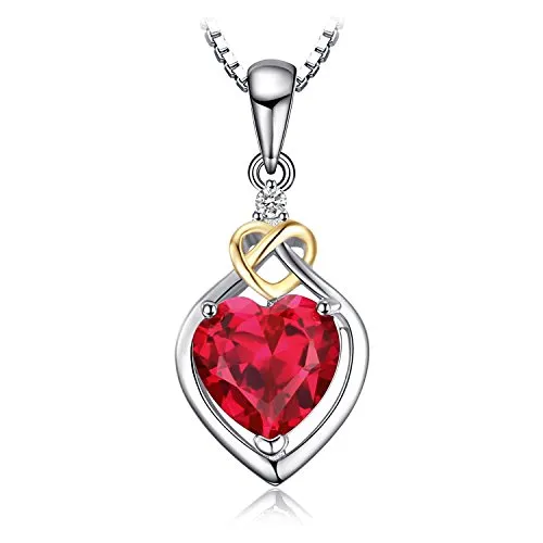 JewelryPalace 2.5ct Rubino Cuore Collana Argento 45cm