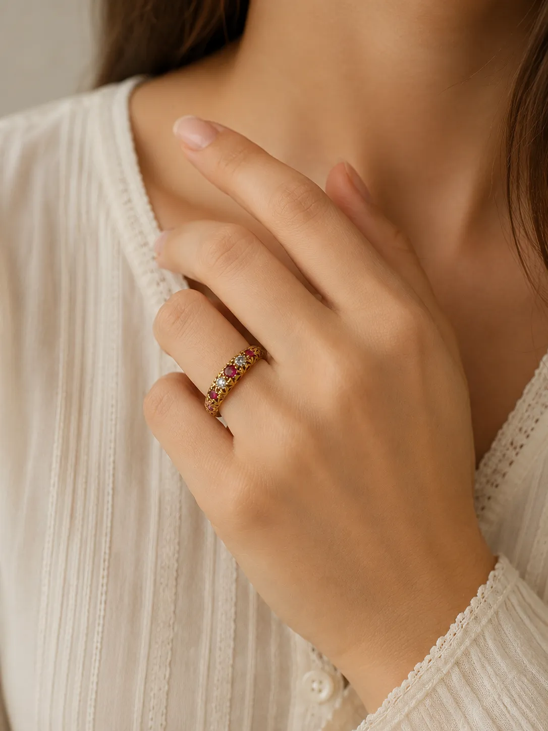 Victoria Jane anello oro 9ct rubino diamante usato