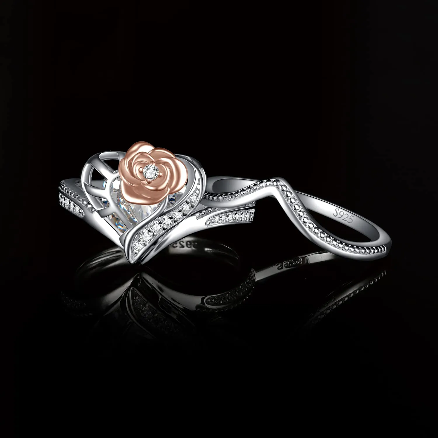 JewelryPalace Vintage Halo Anello Argento 925 Zirconia Oro Rosa