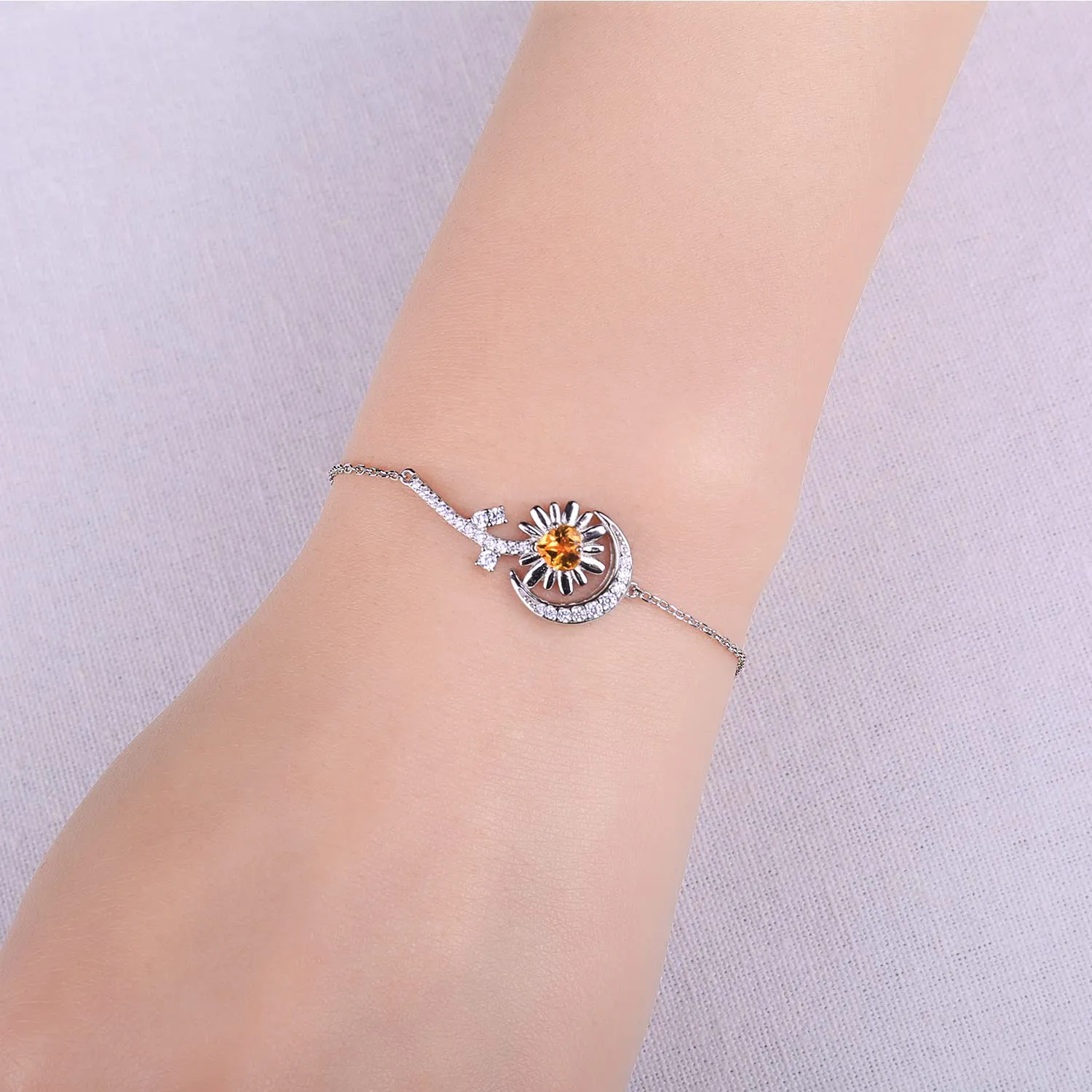 JewelryPalace Girasole bracciale argento 925 citrino cuore
