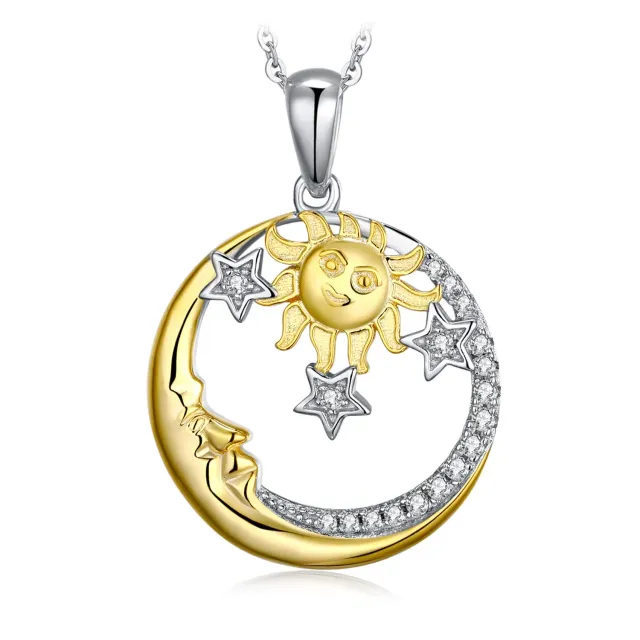 JewelryPalace Sole Luna Stelle Vintage collana dorata 45cm zirconia