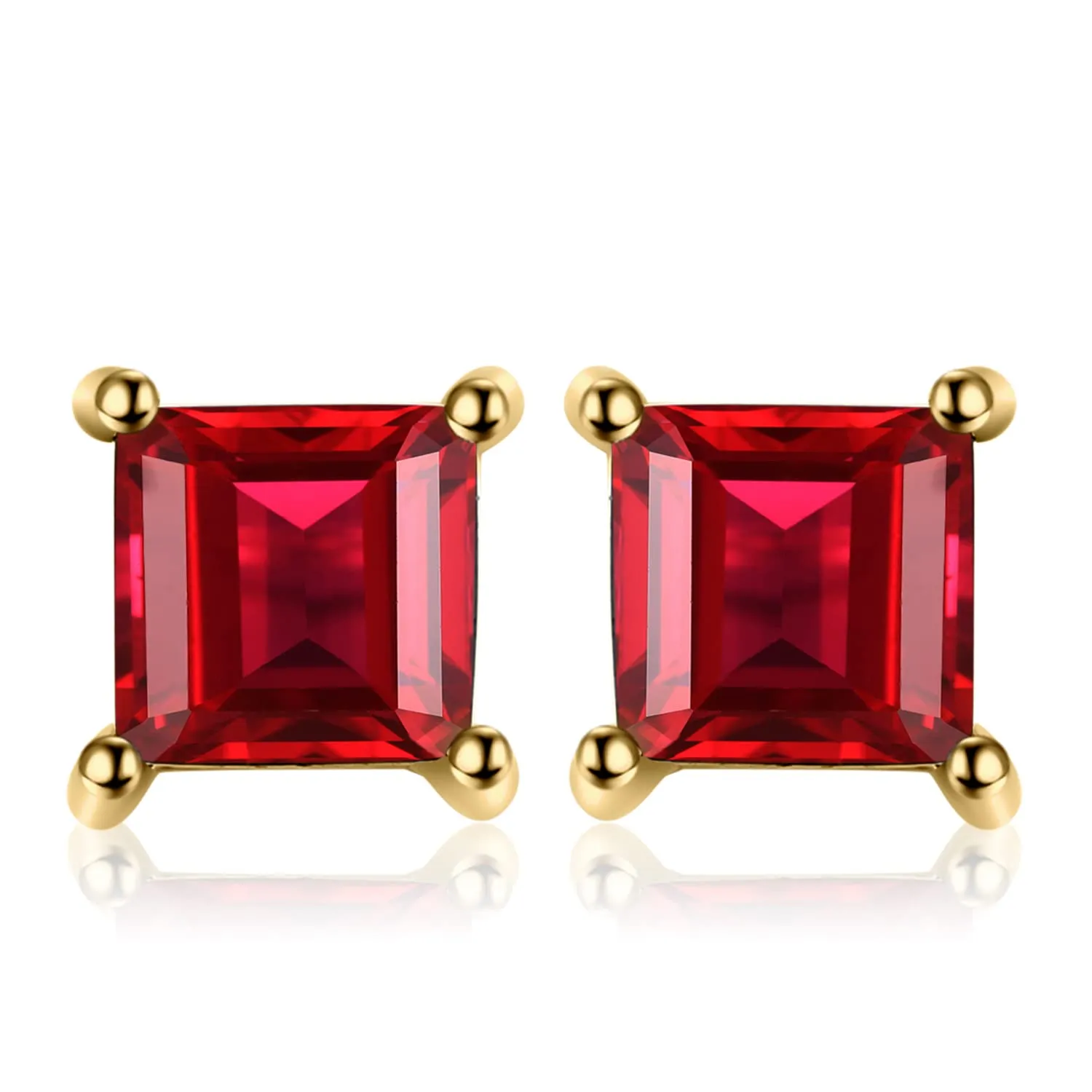 JewelryPalace Orecchini Argento 925 Granato Quadrato Rossi