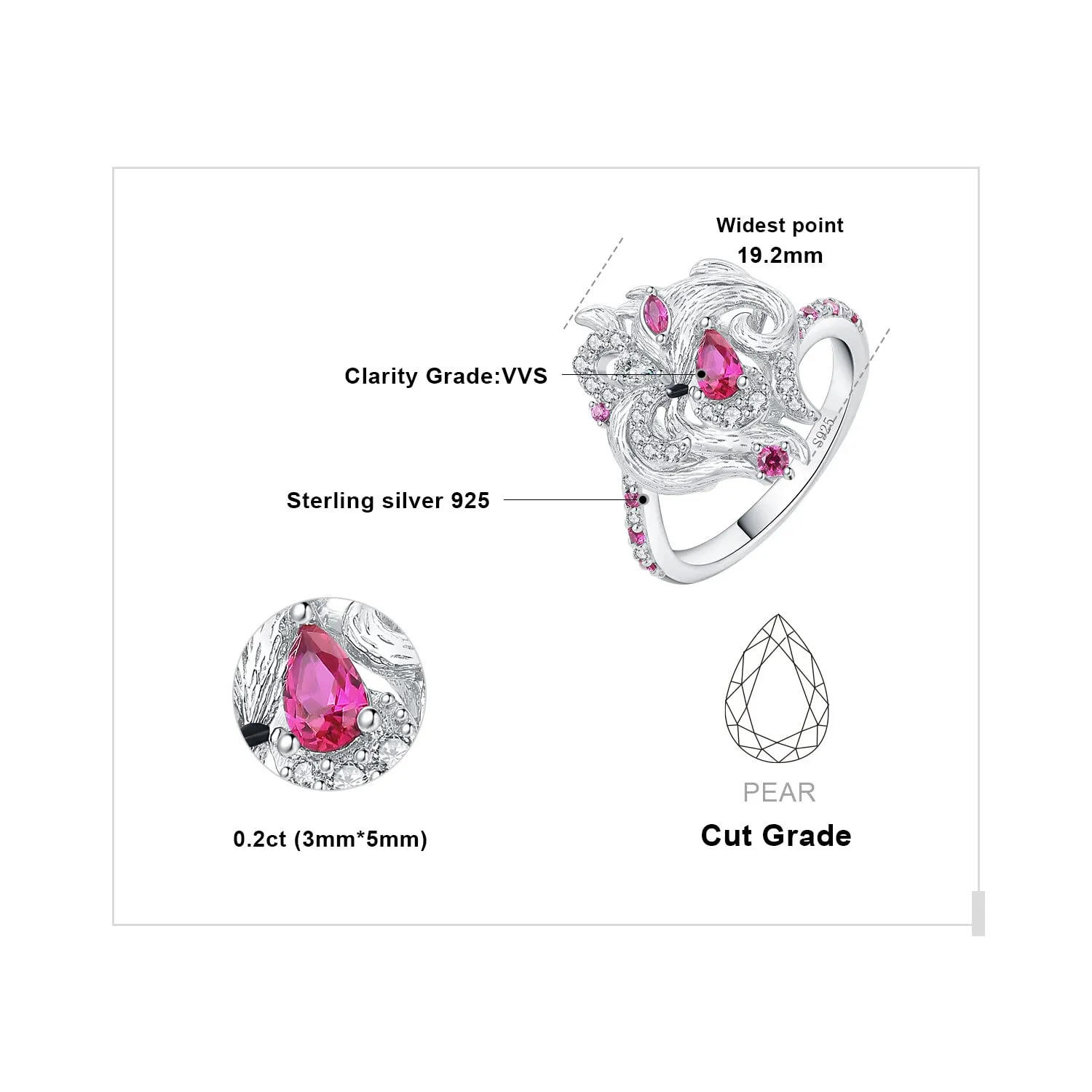 JewelryPalace Volpe Nove Code 0.7ct anello argento rubino