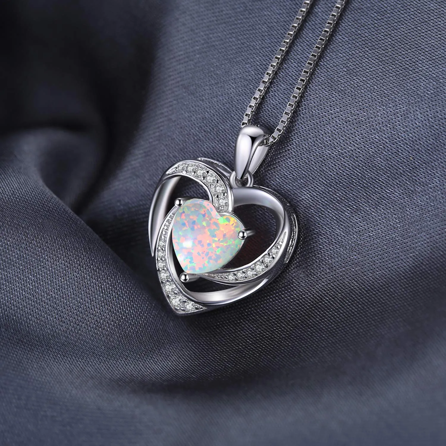 JewelryPalace 2.5ct Cuore collana argento opale 45cm