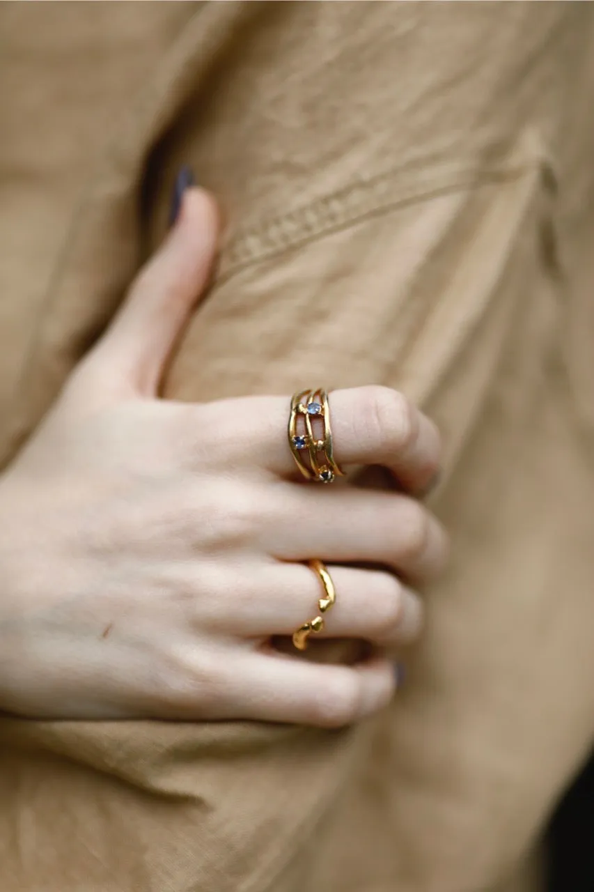 Flor Rubaja Jewelry Wave Water anello regolabile placcato oro