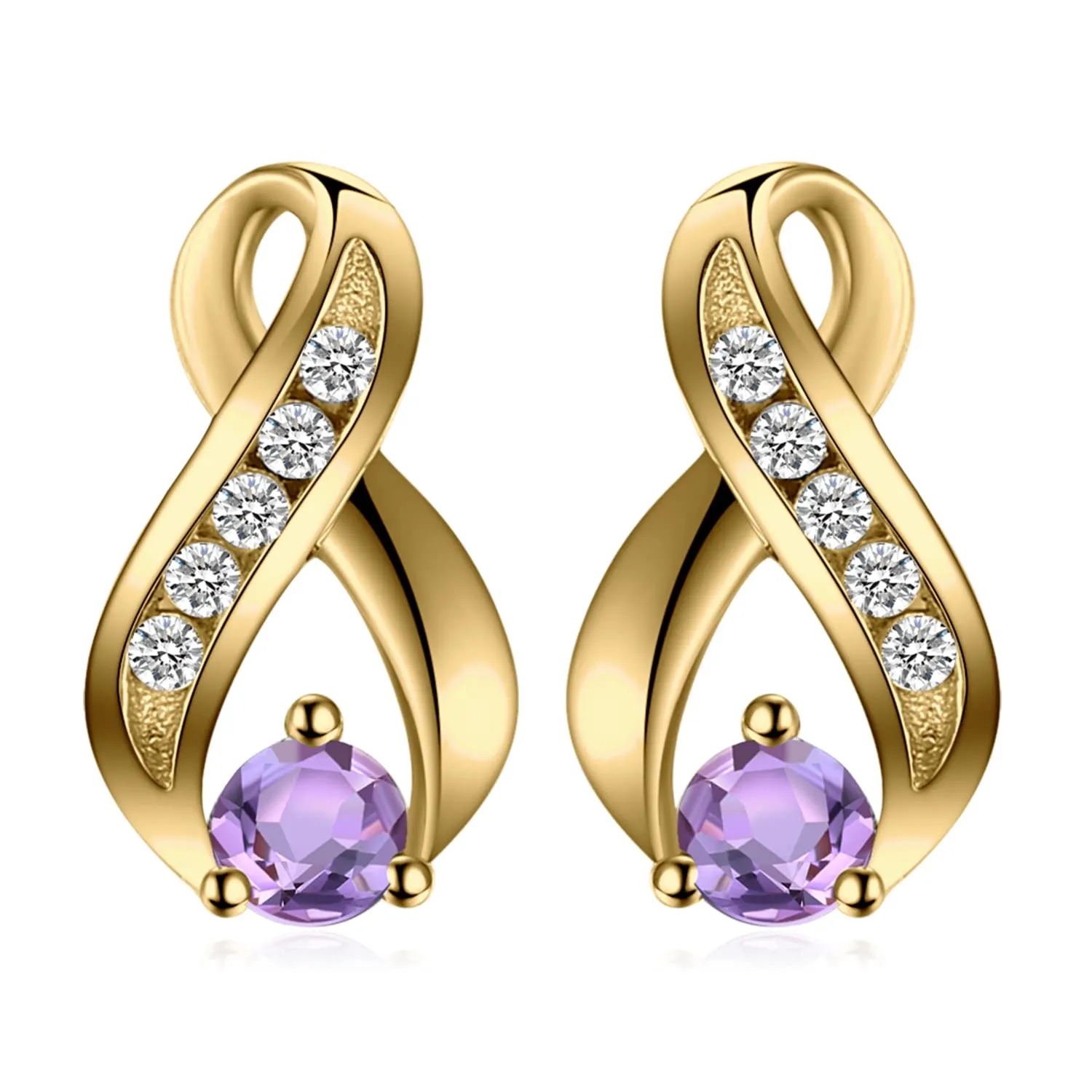 JewelryPalace Infinito Orecchini Argento Ametista Viola 0.29ct