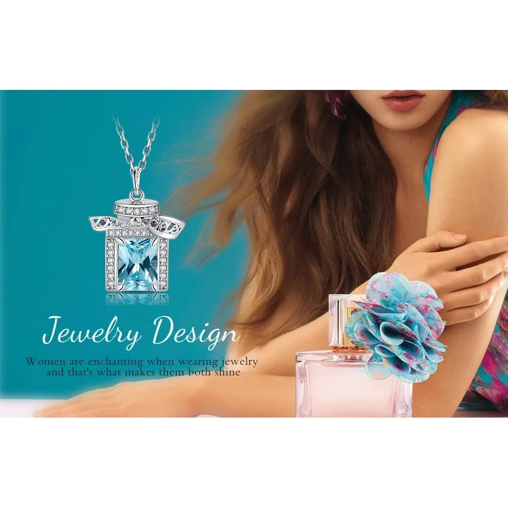 JewelryPalace Profumo 3.7ct collana argento zircone azzurra 45cm