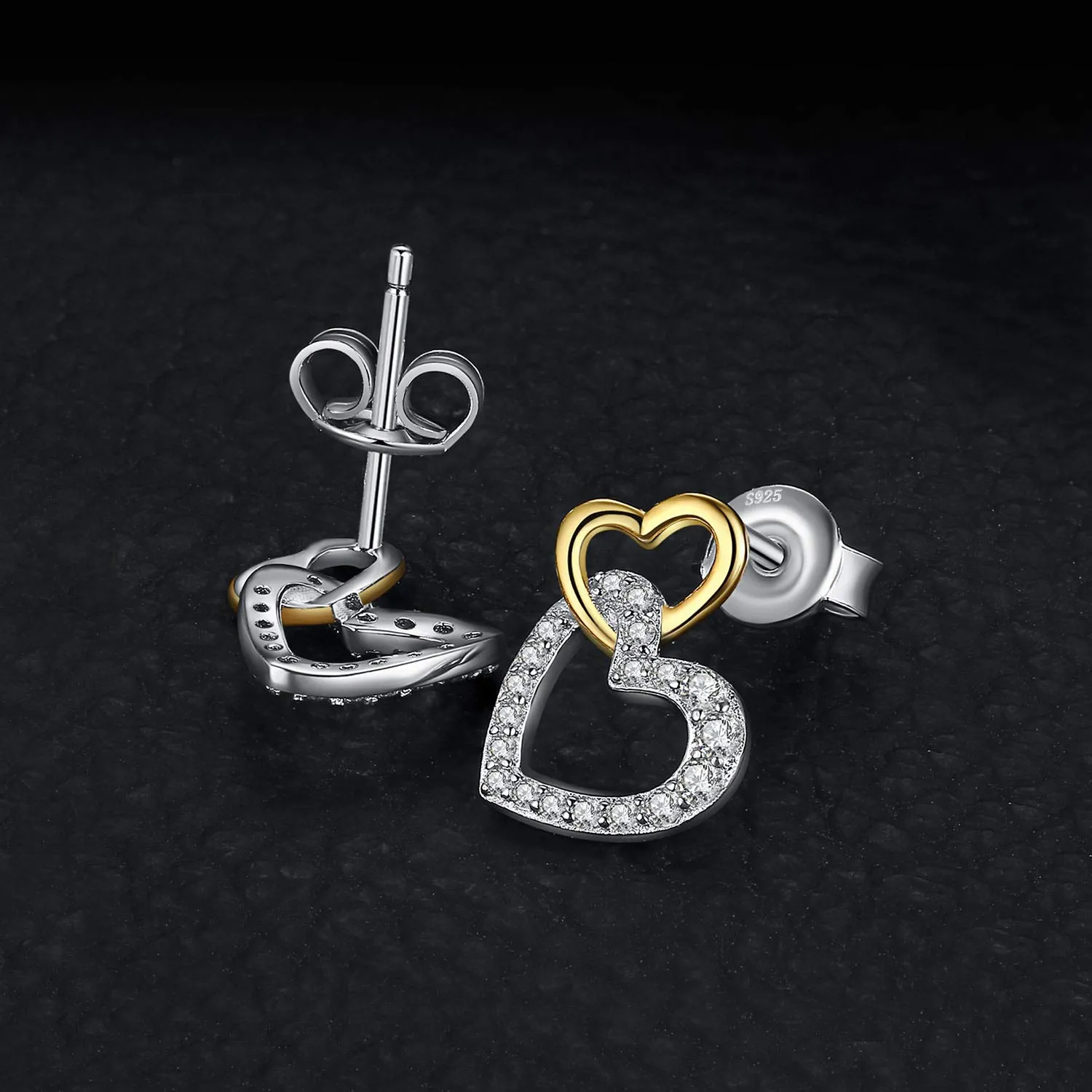JewelryPalace Cuore Orecchini argento 925 dorati zirconia
