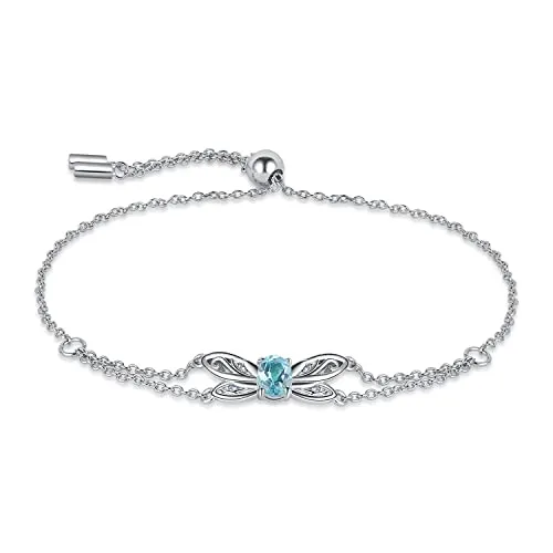 JewelryPalace Libellula bracciale argento 925 topazio azzurro