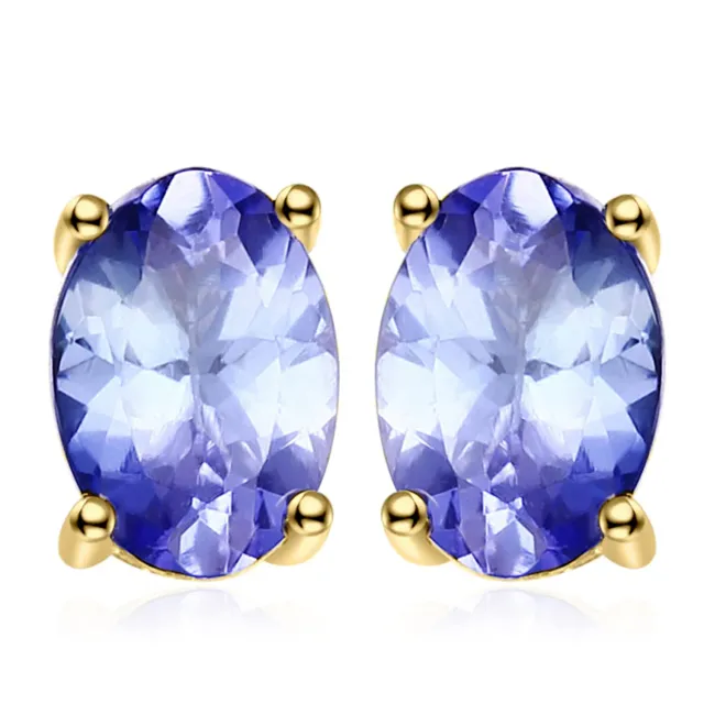 JewelryPalace 1ct Tanzanite Orecchini a Bottone Oro pietra ovale