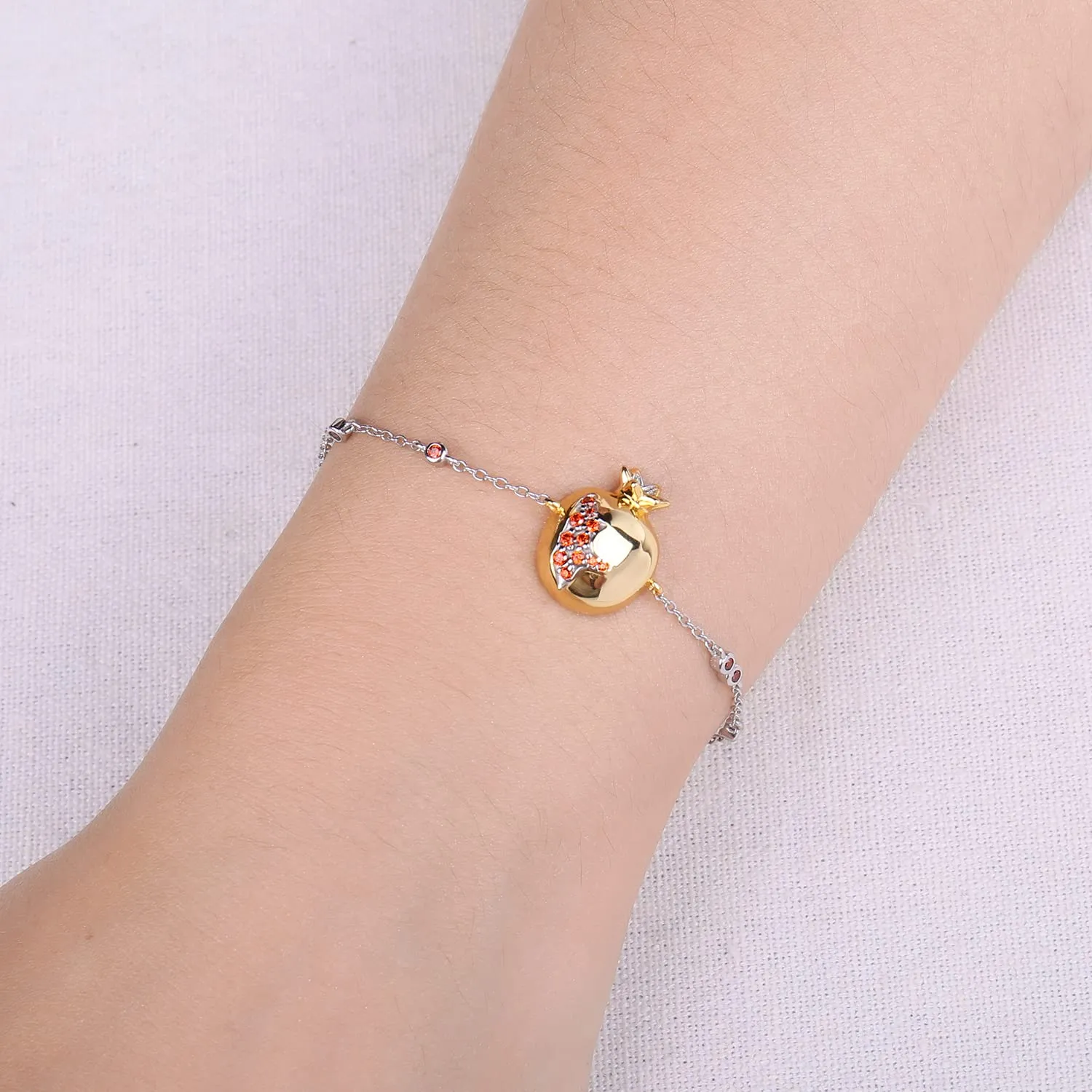 JewelryPalace Melograno bracciale argento granato rosso regolabile