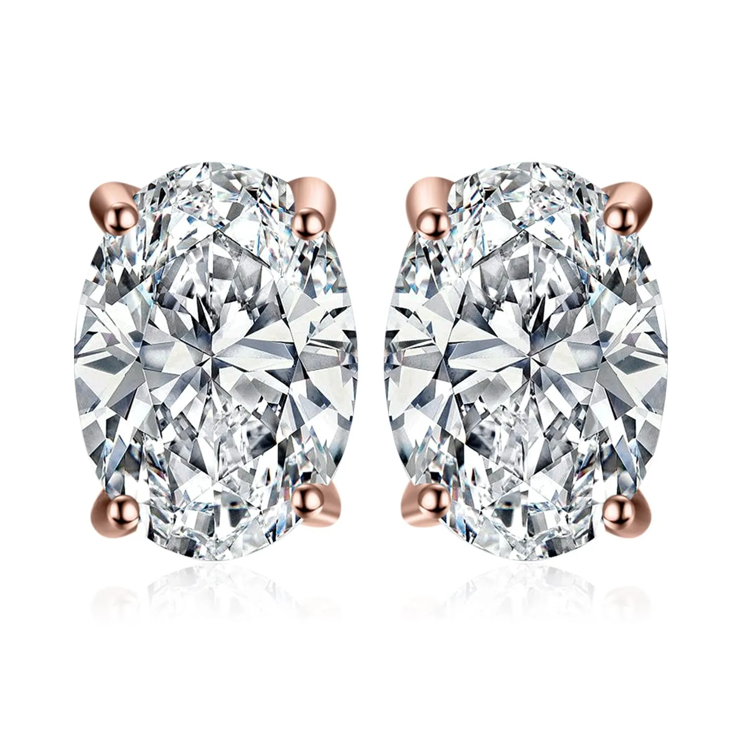 JewelryPalace Moissanite 2ct Orecchini a Bottone Argento 925 Taglio Ovale