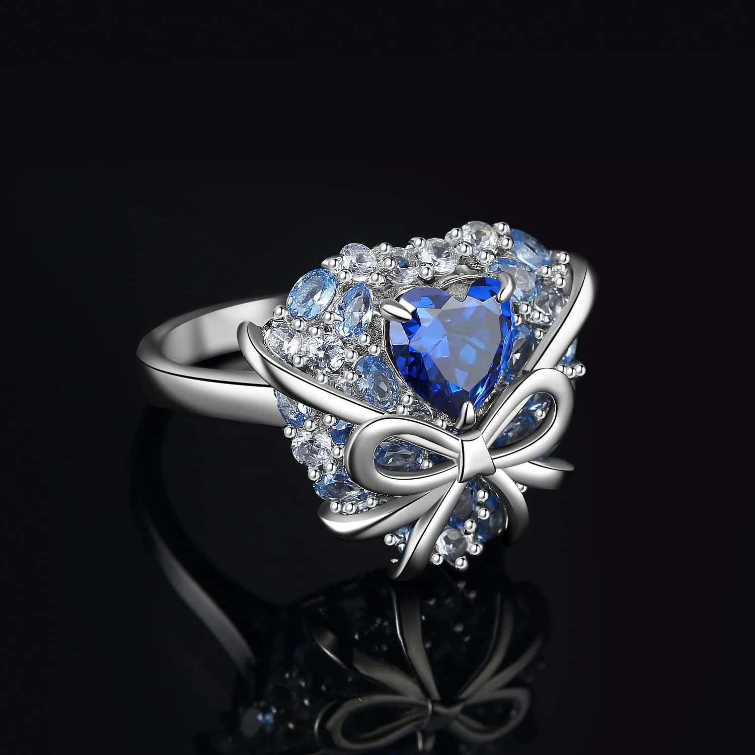 JewelryPalace Cuore 5ct anello zirconia blu argento