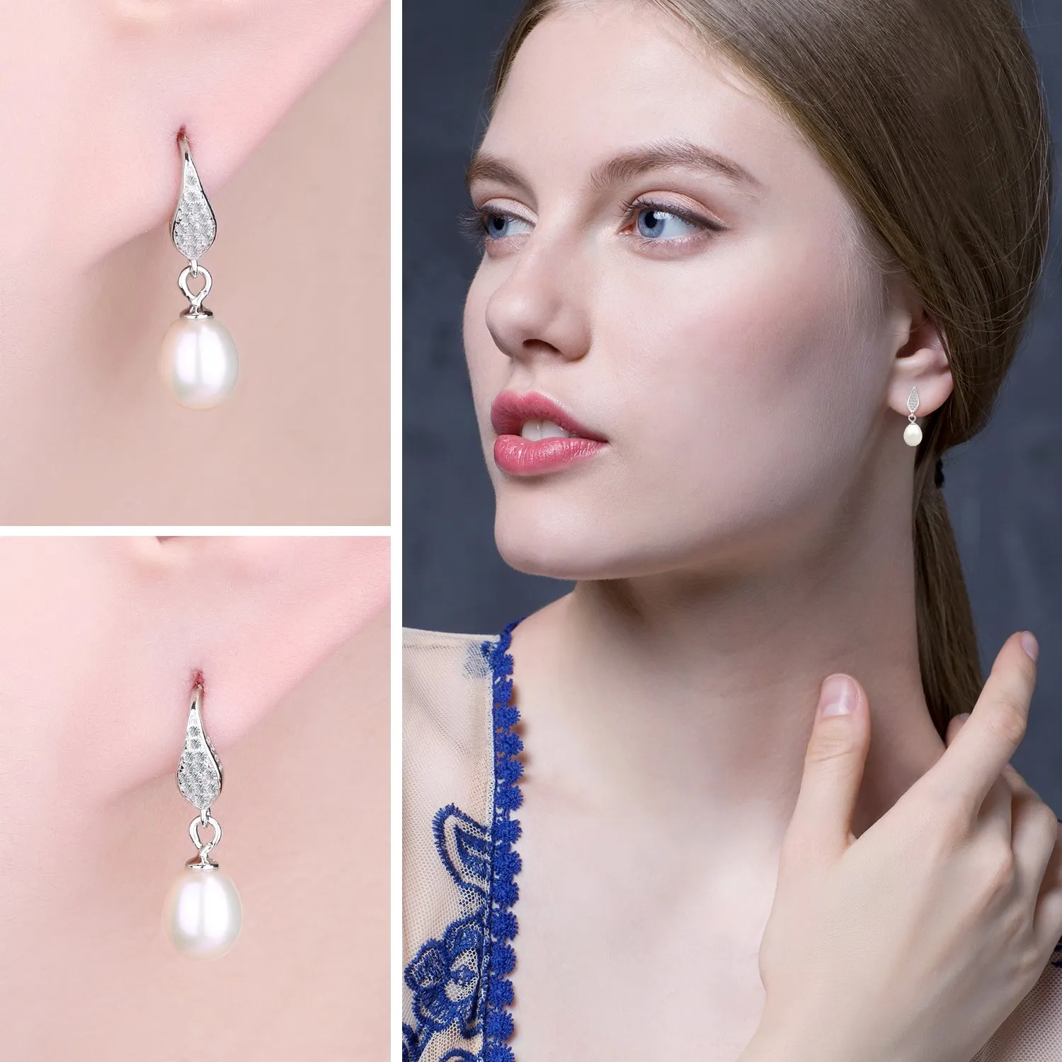 JewelryPalace Perle Acqua Dolce Orecchini Bottone Argento 6-10mm