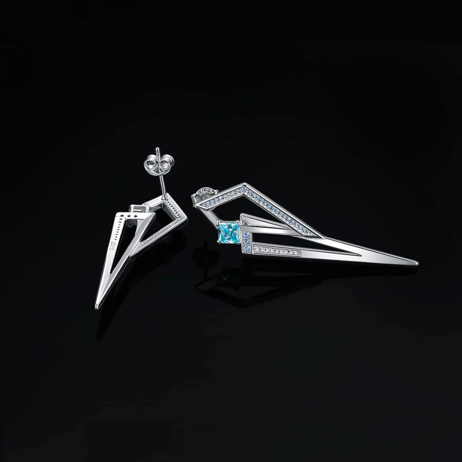 JewelryPalace 1.4ct orecchini triangolo zirconia blu argento 925