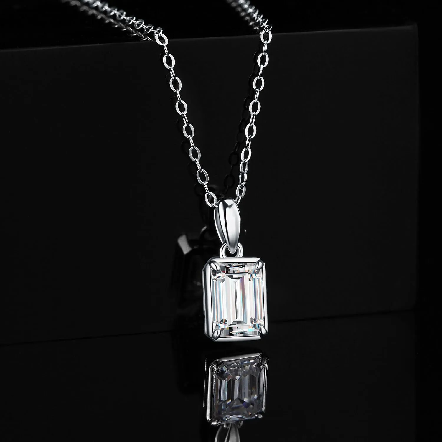JewelryPalace Solitario Collana Argento 925 zirconia taglio smeraldo