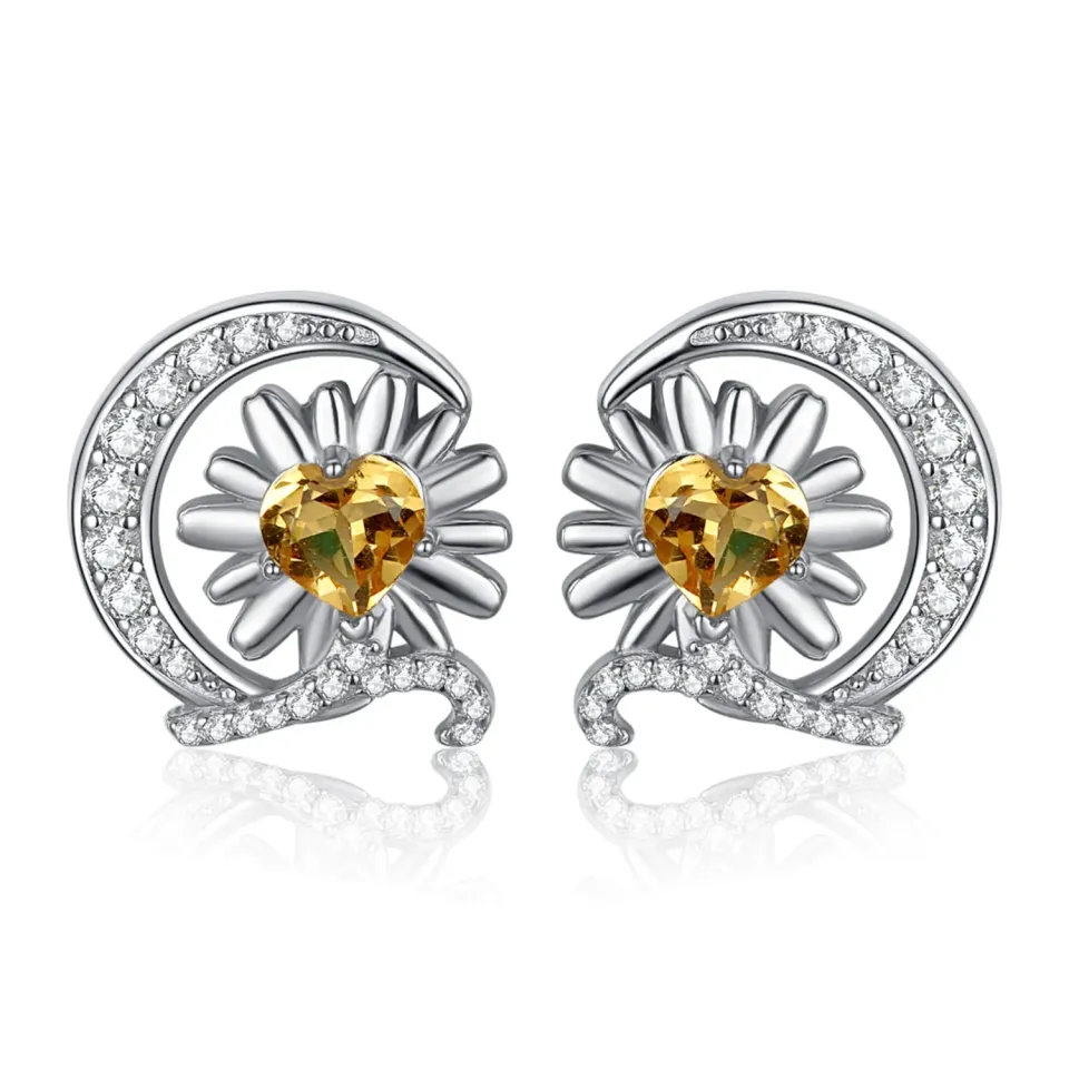 JewelryPalace Margherita orecchini argento 925 citrino lobo