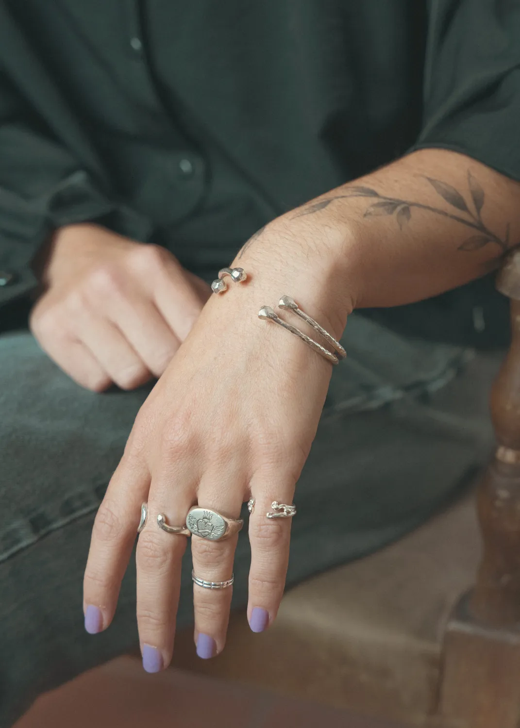 Flor Rubaja Middle Ring anello regolabile argento