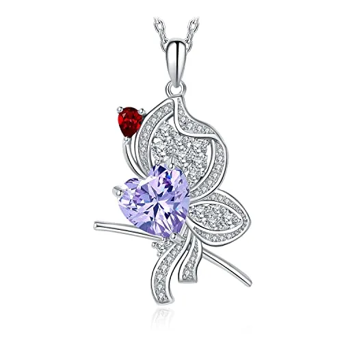JewelryPalace Farfalla 1.5ct Collana Argento 925 Viola