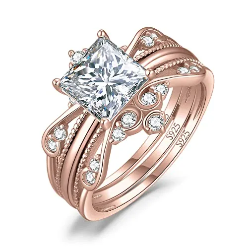 JewelryPalace Vintage Anello Oro Rosa Principessa 2ct