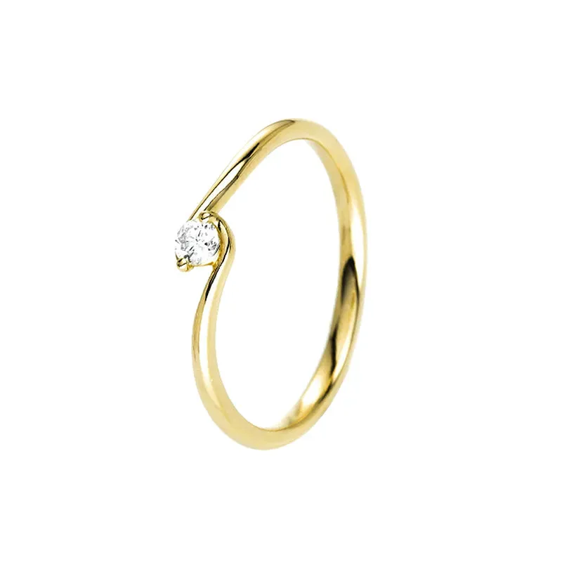 Gioielli Celiento solitario oro giallo 18kt zircone 2 griffe