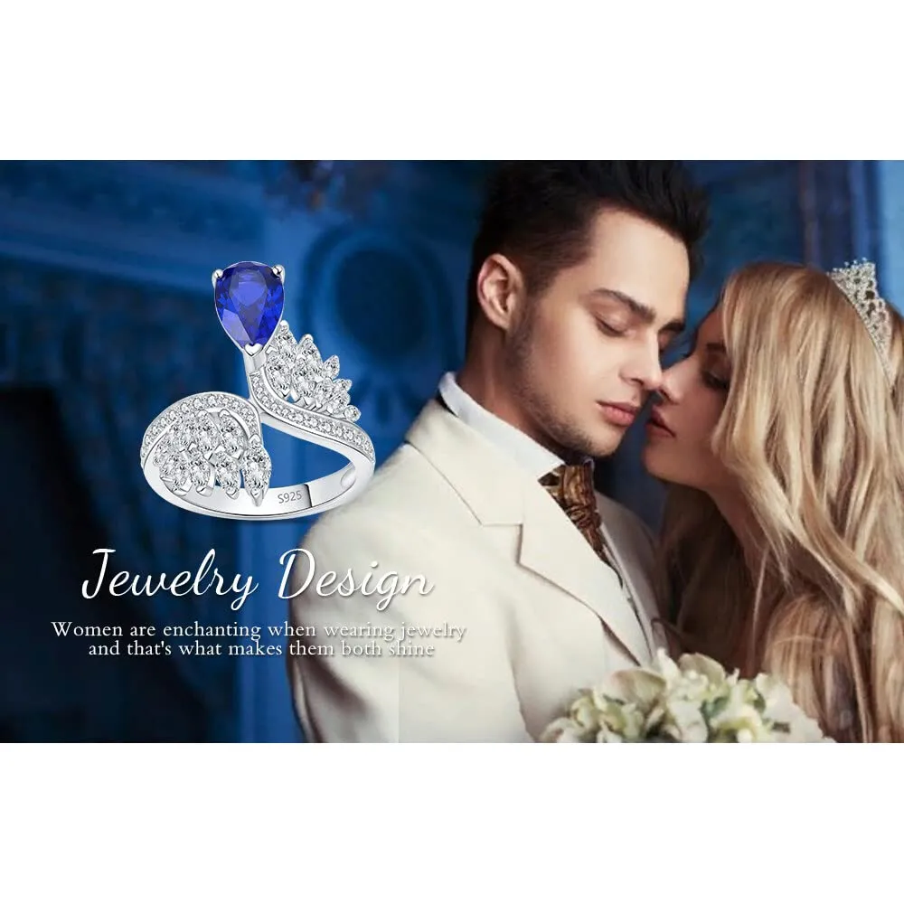 JewelryPalace Solitario 1.77ct Anello Argento Zaffiro Blu Marquise
