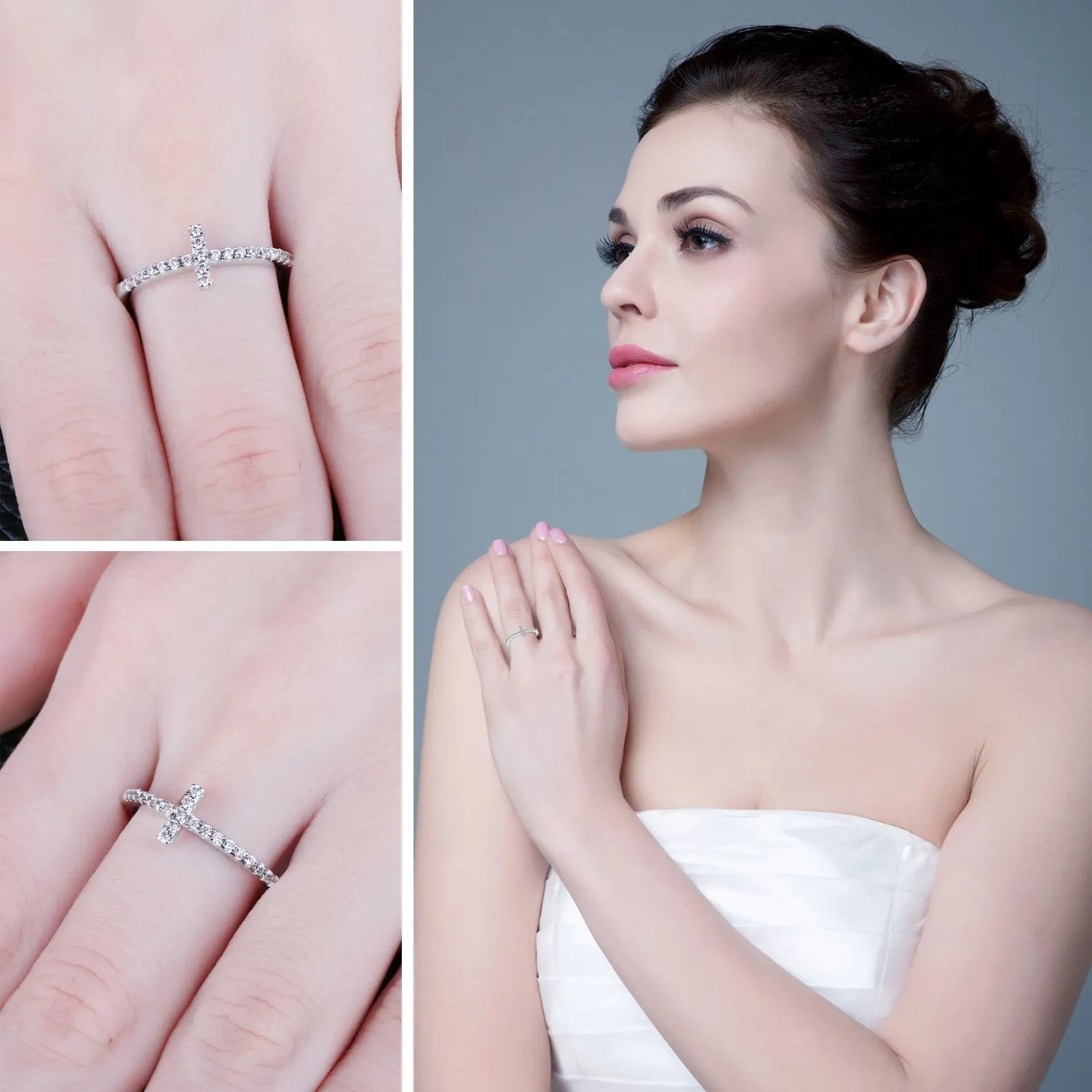 JewelryPalace Eterno Amore Croce Anello Argento 925 sobrio
