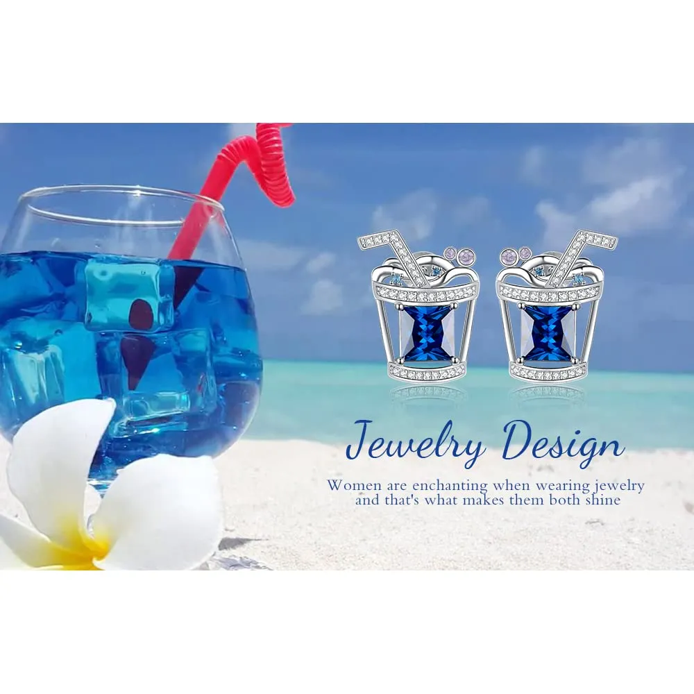 JewelryPalace Bevanda 7.5ct orecchini bottone zirconia blu