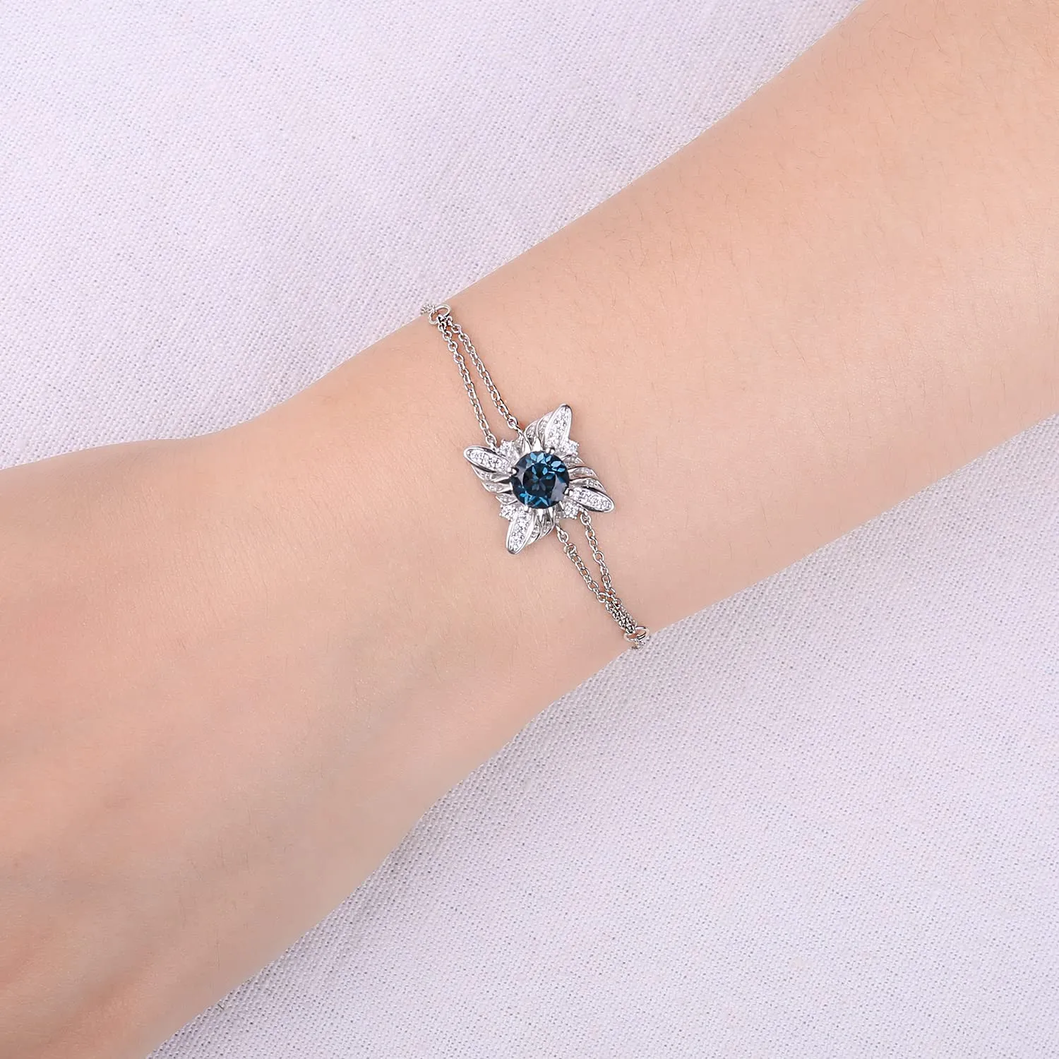 JewelryPalace Mulino a Vento Bracciale Argento Topazio Blu 2.3ct