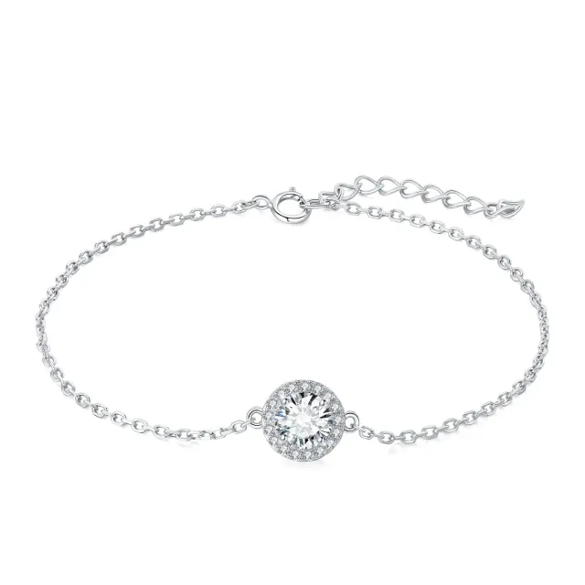 JewelryPalace bracciale halo zirconia bianca argento 1ct