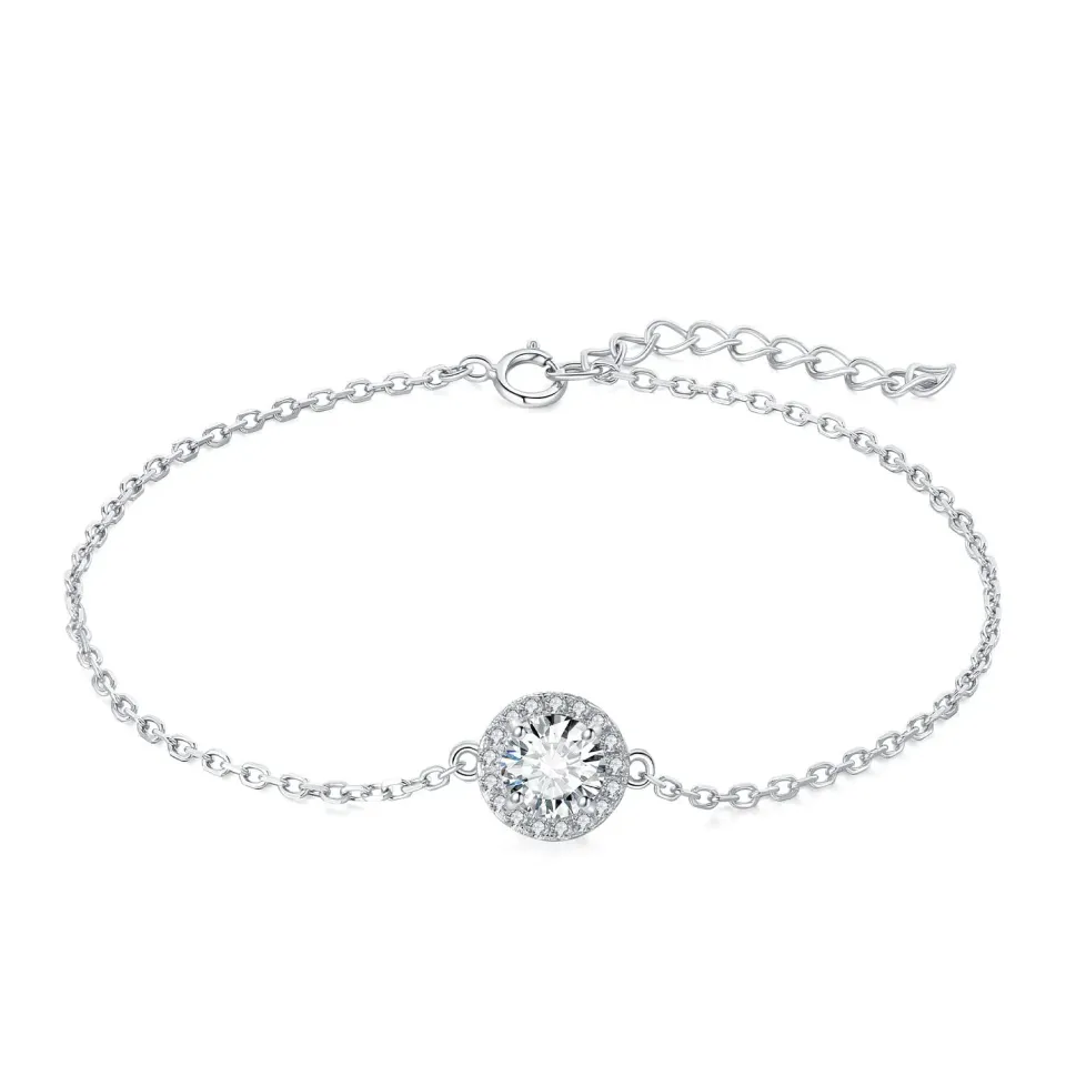JewelryPalace bracciale halo zirconia bianca argento 1ct