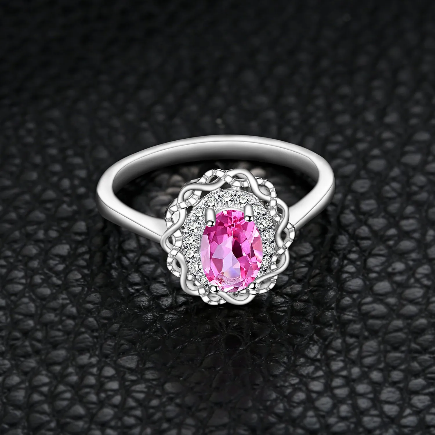 JewelryPalace Infinito Ovale anello topazio rosa tre ori