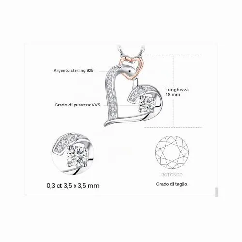 JewelryPalace Infinity collana cuore bicolore argento 45 cm